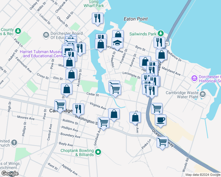 map of restaurants, bars, coffee shops, grocery stores, and more near 900 Marshy Cove in Cambridge