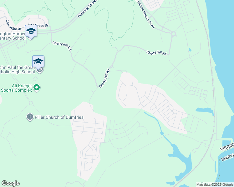 map of restaurants, bars, coffee shops, grocery stores, and more near 2012 Silver Sycamore Lane in Dumfries