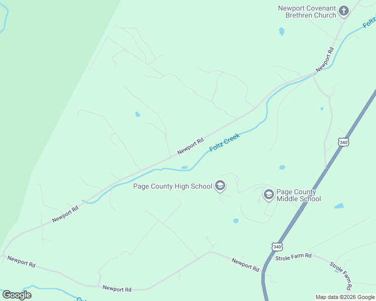 map of restaurants, bars, coffee shops, grocery stores, and more near 1345 Newport Road in Shenandoah