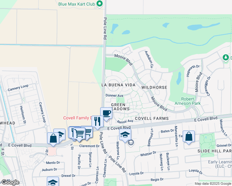 map of restaurants, bars, coffee shops, grocery stores, and more near 1730 Fremont Court in Davis