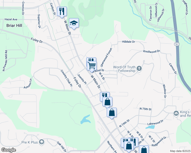 map of restaurants, bars, coffee shops, grocery stores, and more near 8101 West Main Street in Belleville