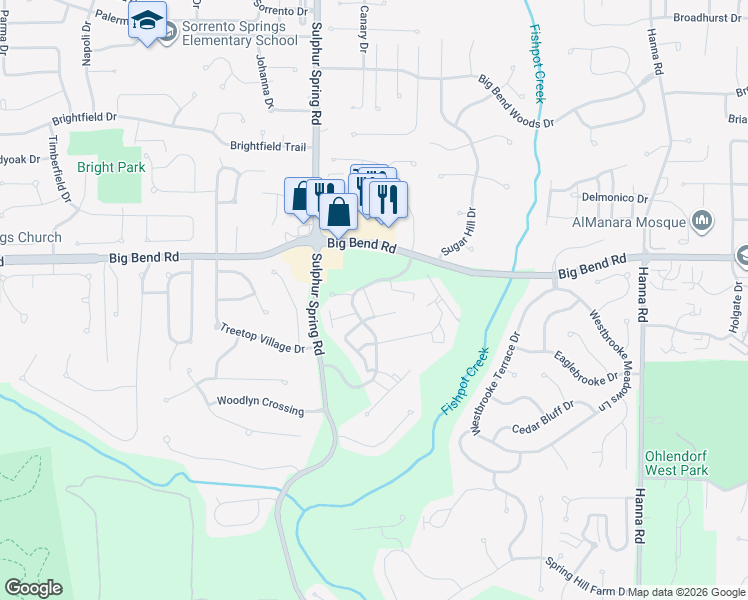 map of restaurants, bars, coffee shops, grocery stores, and more near 1201 Lofty Point Drive in Ballwin