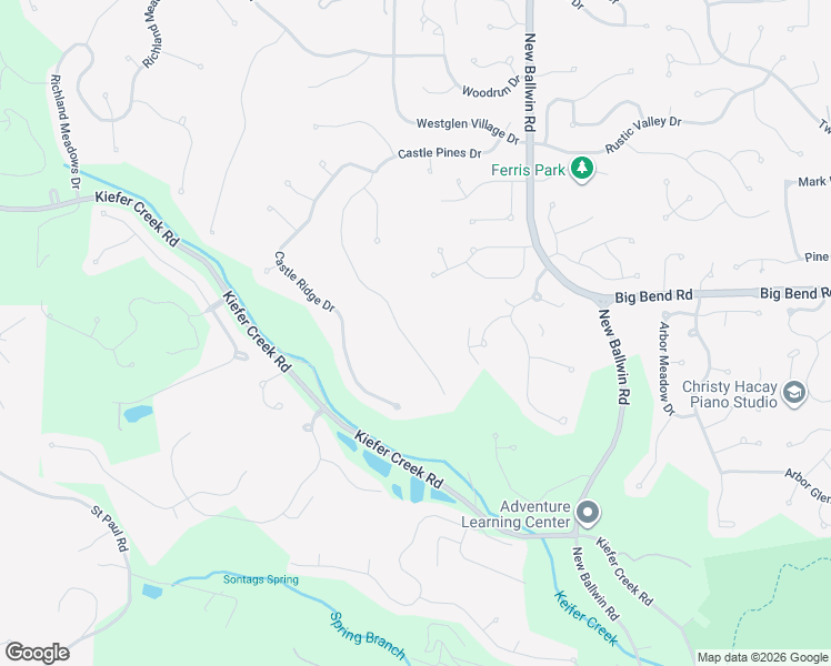 map of restaurants, bars, coffee shops, grocery stores, and more near 910 Castle Pines Drive in Ballwin