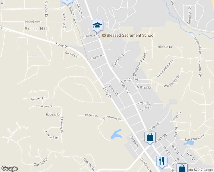 map of restaurants, bars, coffee shops, grocery stores, and more near 10 Juanita Place in Belleville
