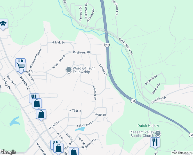 map of restaurants, bars, coffee shops, grocery stores, and more near 24 Smalling Court in Belleville