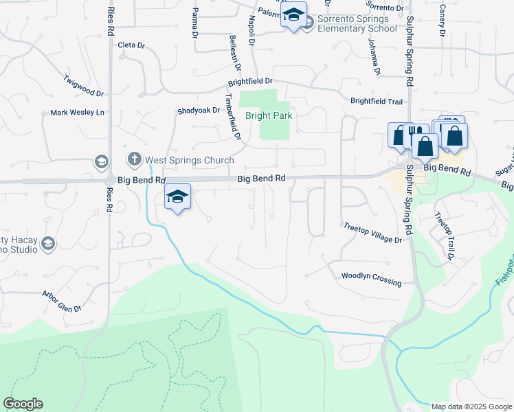 map of restaurants, bars, coffee shops, grocery stores, and more near 357 Carr Manor Court in Ballwin