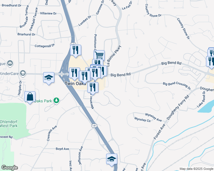 map of restaurants, bars, coffee shops, grocery stores, and more near 1042 La Bonne Parkway in Manchester