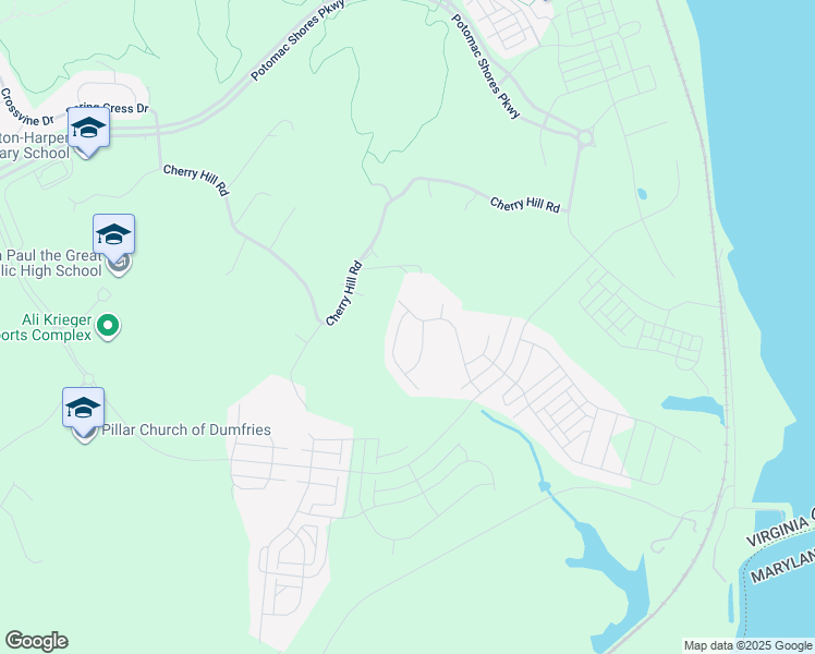 map of restaurants, bars, coffee shops, grocery stores, and more near 1991 Silver Sycamore Lane in Dumfries