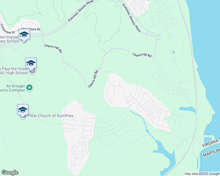 map of restaurants, bars, coffee shops, grocery stores, and more near 1991 Silver Sycamore Lane in Dumfries