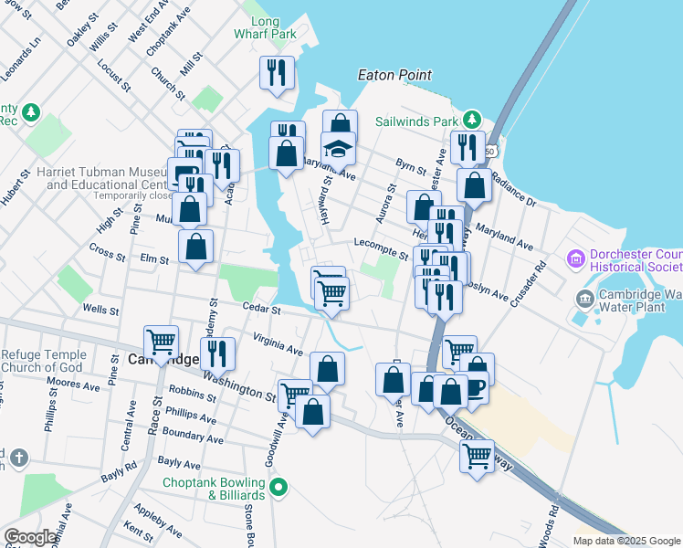 map of restaurants, bars, coffee shops, grocery stores, and more near 305 Shipyard Drive in Cambridge