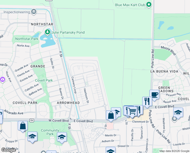 map of restaurants, bars, coffee shops, grocery stores, and more near 1769 Cannery Loop in Davis