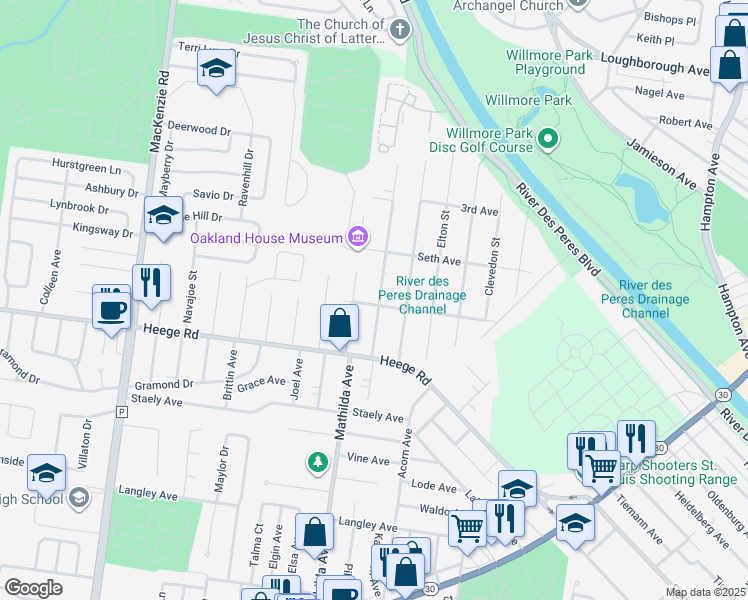 map of restaurants, bars, coffee shops, grocery stores, and more near 7833 Genesta Street in St. Louis