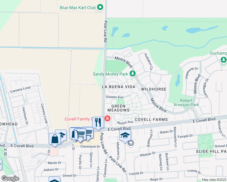 map of restaurants, bars, coffee shops, grocery stores, and more near 1730 Fremont Court in Davis