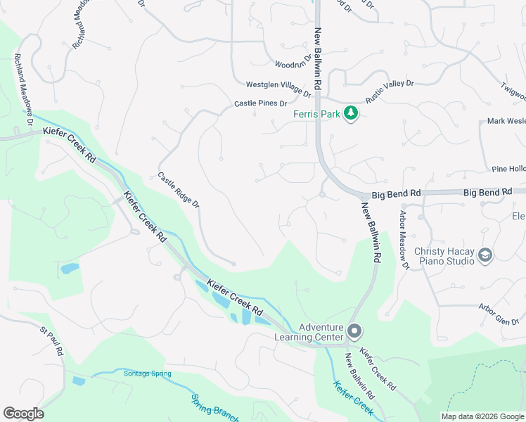 map of restaurants, bars, coffee shops, grocery stores, and more near 526 Oak Ridge Trails Court in Ballwin