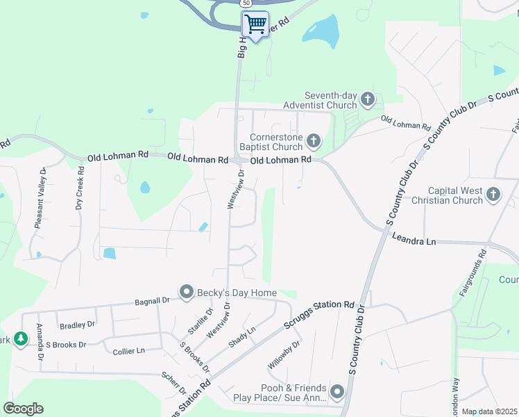 map of restaurants, bars, coffee shops, grocery stores, and more near 1315 Grandview Drive in Jefferson City