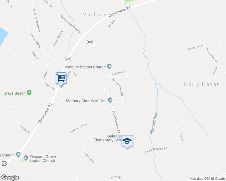 map of restaurants, bars, coffee shops, grocery stores, and more near 4750 Bicknell Road in Marbury