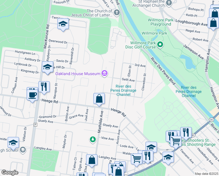 map of restaurants, bars, coffee shops, grocery stores, and more near 7833 Genesta Street in St. Louis