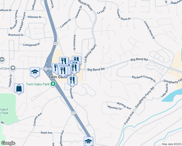 map of restaurants, bars, coffee shops, grocery stores, and more near Stoney Meadows Dr in Manchester