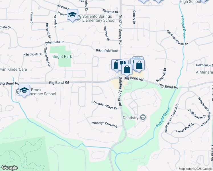 map of restaurants, bars, coffee shops, grocery stores, and more near 1207 Weatherton Place in Ballwin