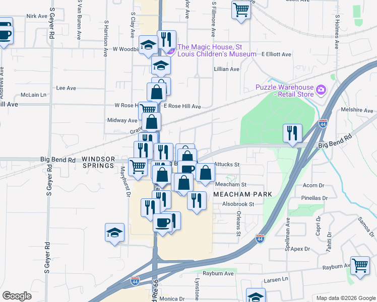 map of restaurants, bars, coffee shops, grocery stores, and more near 928 Ohlman Avenue in St. Louis