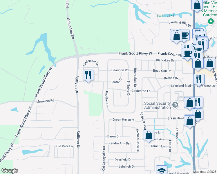 map of restaurants, bars, coffee shops, grocery stores, and more near 481 Goldenrod Lane in Swansea