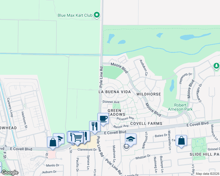 map of restaurants, bars, coffee shops, grocery stores, and more near 1833 Fremont Court in Davis