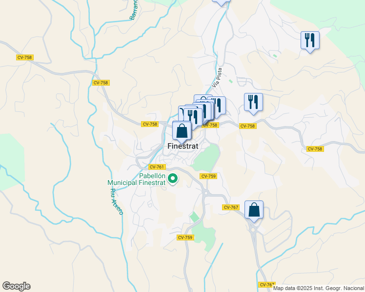 map of restaurants, bars, coffee shops, grocery stores, and more near in Finestrat