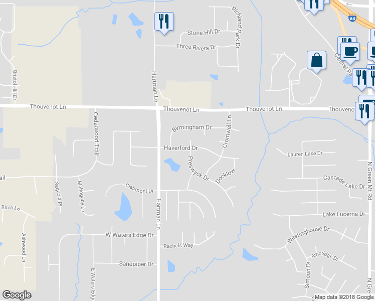 map of restaurants, bars, coffee shops, grocery stores, and more near 2228 Haverford Drive in Belleville
