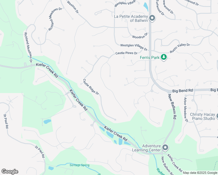 map of restaurants, bars, coffee shops, grocery stores, and more near 872 Castle Pines Drive in Ballwin