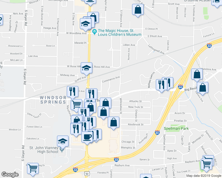 map of restaurants, bars, coffee shops, grocery stores, and more near 928 Ohlman Ave in St Louis