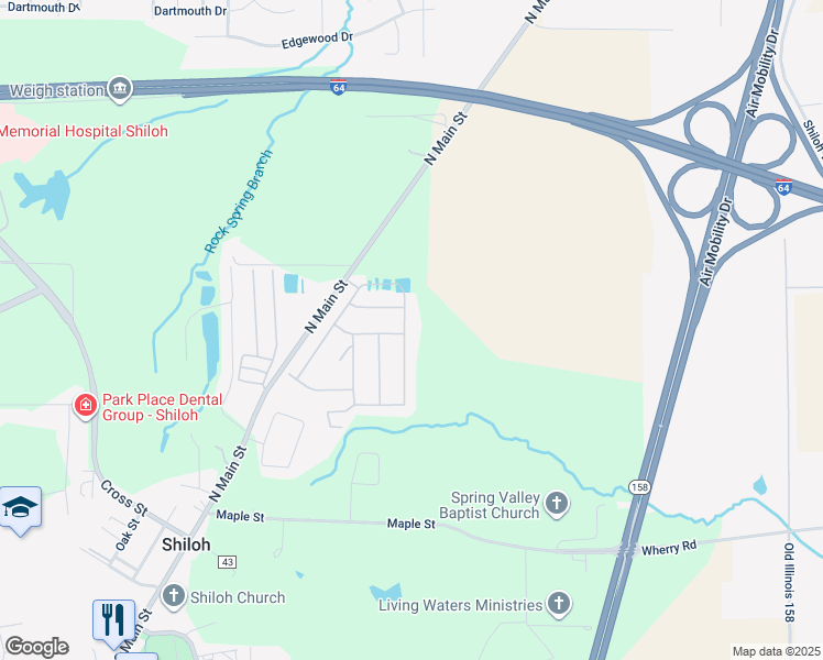 map of restaurants, bars, coffee shops, grocery stores, and more near 120 Aquarius Drive in Shiloh