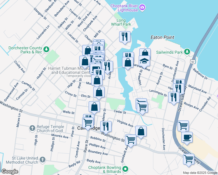map of restaurants, bars, coffee shops, grocery stores, and more near 320 Muir Street in Cambridge