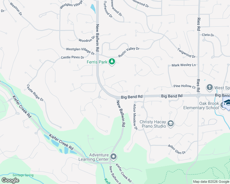 map of restaurants, bars, coffee shops, grocery stores, and more near 634 Showplace Court in Ballwin