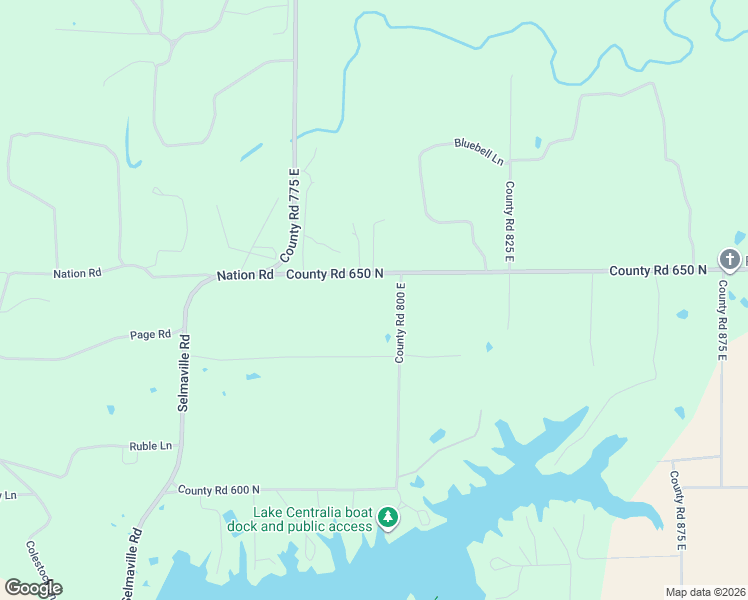 map of restaurants, bars, coffee shops, grocery stores, and more near 2523-2599 County Road 800 East in Salem
