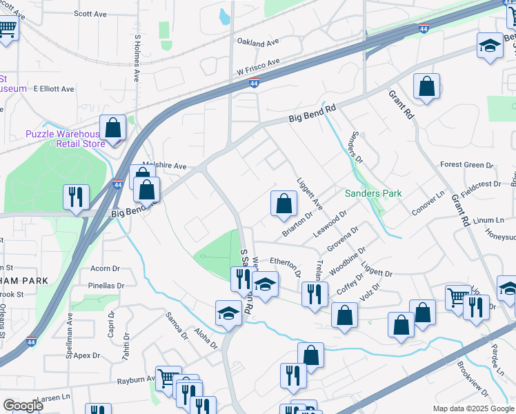 map of restaurants, bars, coffee shops, grocery stores, and more near 8 Jo Ann Place in St. Louis