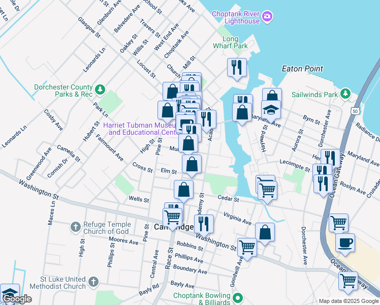 map of restaurants, bars, coffee shops, grocery stores, and more near 420 Muir Street in Cambridge