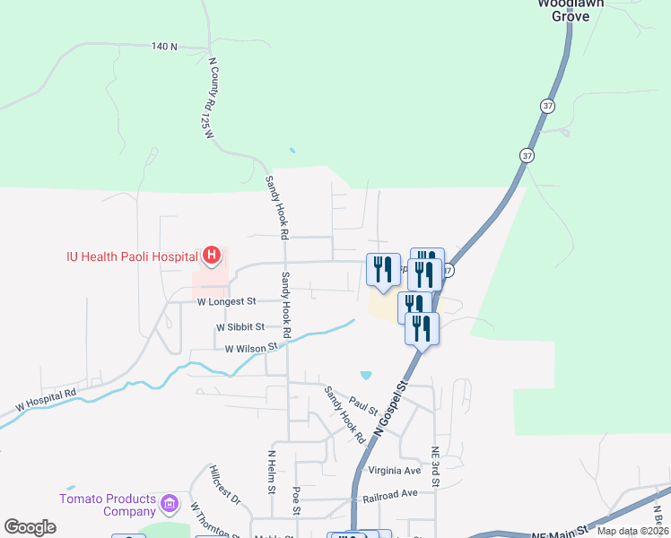map of restaurants, bars, coffee shops, grocery stores, and more near 167 West Bernadine Drive in Paoli