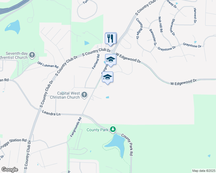 map of restaurants, bars, coffee shops, grocery stores, and more near 1201 Fairgrounds Road in Jefferson City