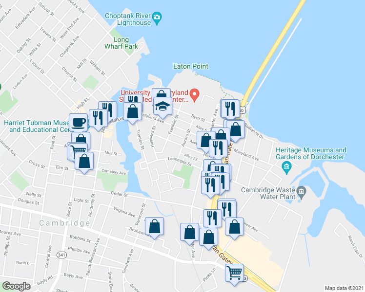 map of restaurants, bars, coffee shops, grocery stores, and more near Henry Street in Cambridge