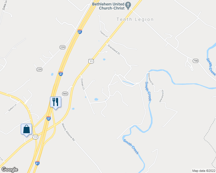 map of restaurants, bars, coffee shops, grocery stores, and more near 188 Cowan Lane in Broadway