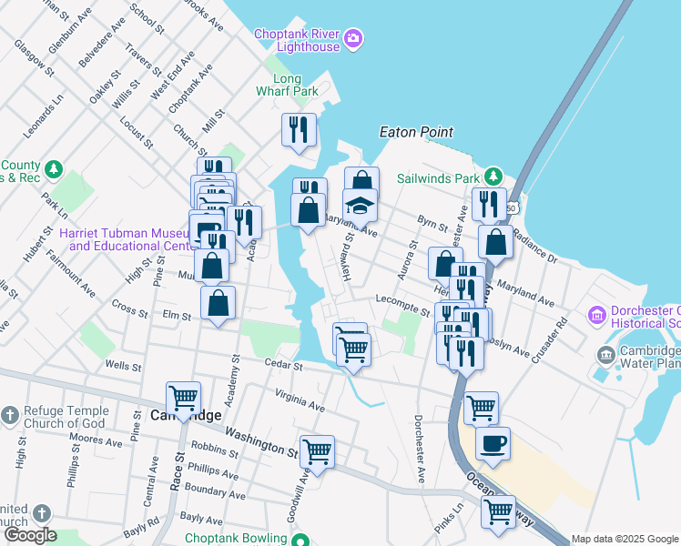 map of restaurants, bars, coffee shops, grocery stores, and more near 214 Tidewater Drive in Cambridge