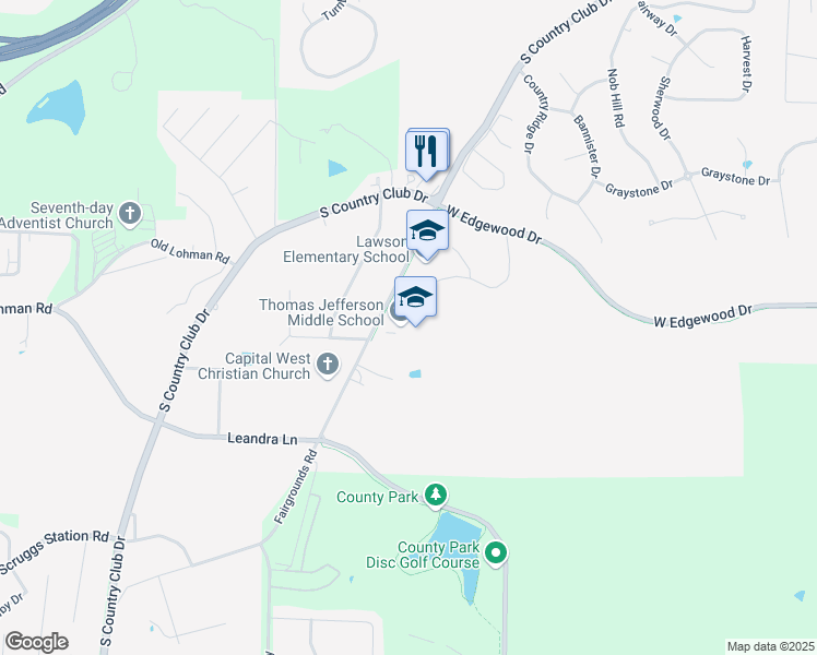 map of restaurants, bars, coffee shops, grocery stores, and more near 1201 Fairgrounds Road in Jefferson City