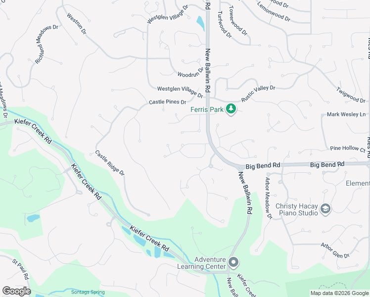map of restaurants, bars, coffee shops, grocery stores, and more near 738 Whispering Forest Drive in Ballwin