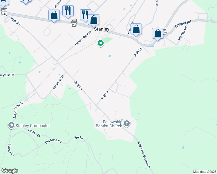 map of restaurants, bars, coffee shops, grocery stores, and more near 810 Judy Lane in Stanley