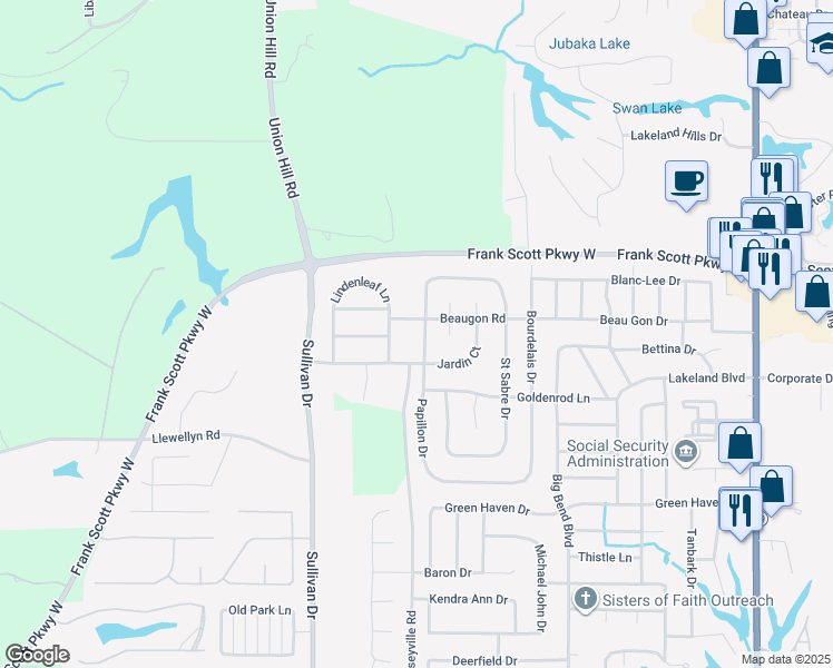 map of restaurants, bars, coffee shops, grocery stores, and more near 14 Lindenleaf Lane in Belleville