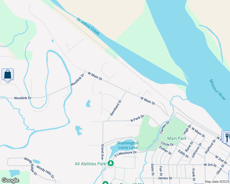 map of restaurants, bars, coffee shops, grocery stores, and more near 1443 Rock Lane in Washington