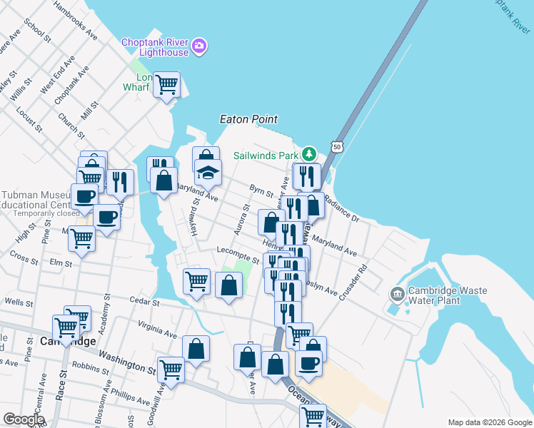 map of restaurants, bars, coffee shops, grocery stores, and more near 412 Maryland Avenue in Cambridge