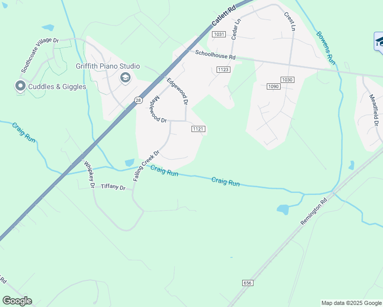 map of restaurants, bars, coffee shops, grocery stores, and more near 6557 Cottonwood Drive in Bealeton