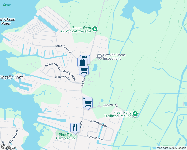 map of restaurants, bars, coffee shops, grocery stores, and more near 30467 Yellowwood Trail in Millville
