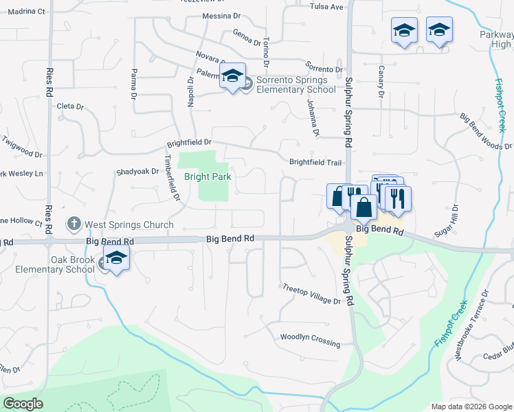 map of restaurants, bars, coffee shops, grocery stores, and more near 367 Windyoak Drive in Ballwin